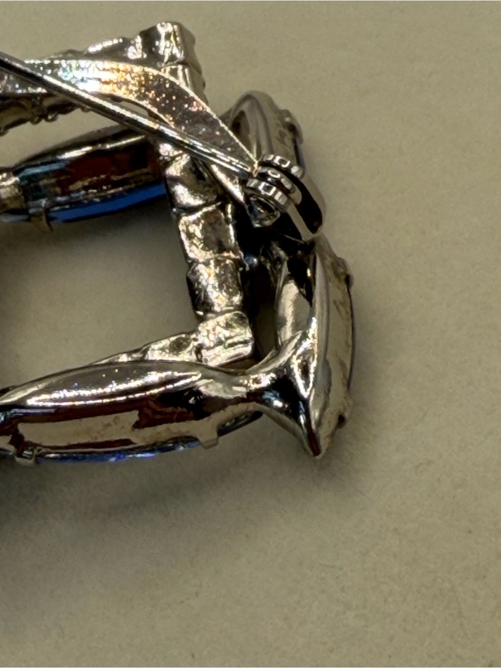 Sapphire-Blue Crystal Square Brooch - Women Jewelry - Picture 6 of 11